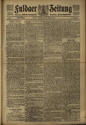 Erste Ausgabe vom Samstag, den 18. Februar 1911.