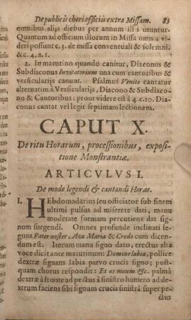 Caput X. De ritu Horarum, processionibus, expositione Monstrantiae.