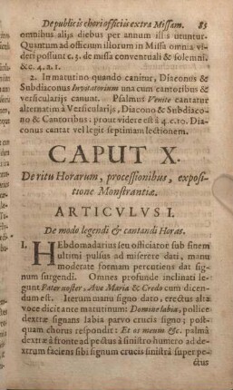 Caput X. De ritu Horarum, processionibus, expositione Monstrantiae.