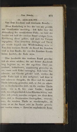 IX. Abschnitt. Von dem feuchten und trocknen Brande.
