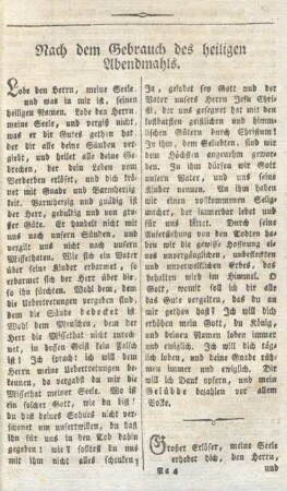 Nach dem Gebrauch des heiligen Abendmahls.