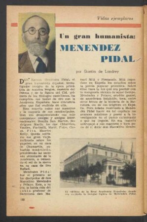 Un gran humanista: Menéndez Pidal