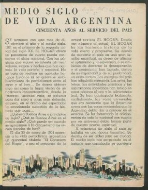 Medio siglo de vida argentina : Cincuenta años al servicio del país