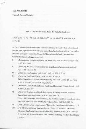 2: Vorarbeiten zum 3. Band der Reisebeschreibung