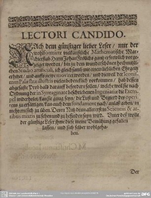 LECTORI CANDIDO.