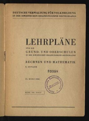 1948: Rechnen und Mathematik