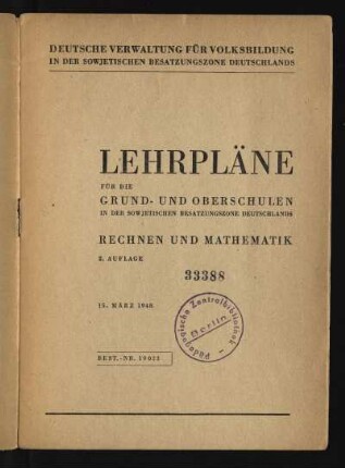 1948: Rechnen und Mathematik
