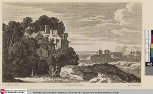 [Flusslandschaft mit einigen Personen und Gebäuden am gegenüberliegenden Ufer]