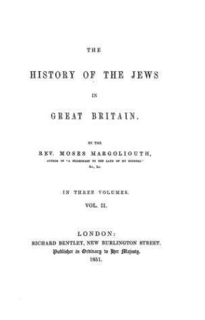 In: The history of the Jews in Great Britain ; Band 2