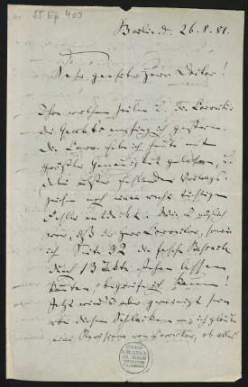 Brief an Max Abraham : 26.08.1881