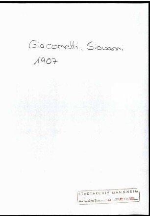 Giacometti, Giovanni, Stampa, an Wichert