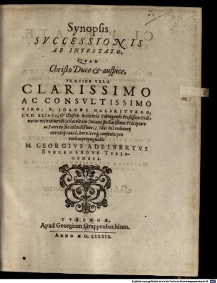 Synopsis successionis ab intestato