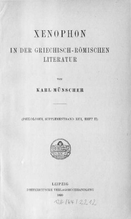 Xenophon in der griechisch-römischen Literatur