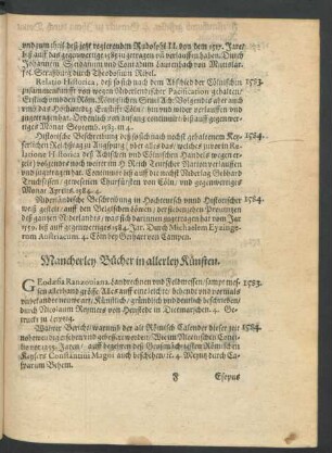 Mancherley Bücher in allerley Künsten.