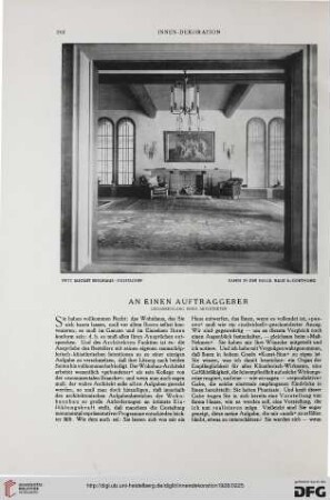 39: An einen Auftraggeber : Gedankengang eines Architekten