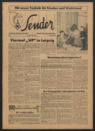 Betriebszeitung 'WF-Sender', Nr.7/1959 (20. Februar 1959)