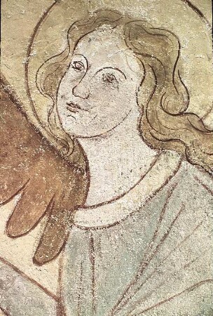 3. Joch, Nordseite: Die heilige Katharina und eine weitere Heilige mit zwei Engeln