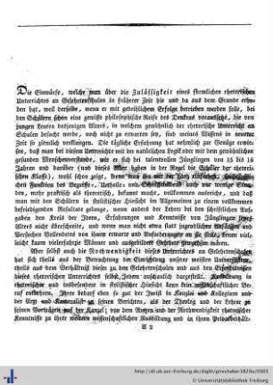 Über den rhetorischen Unterricht auf Gelehrtenschulen.
