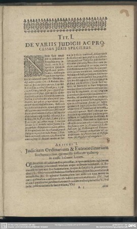 Tit. I. De Variis Iudicii Ac Processus Iuris Speciebus