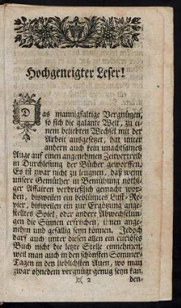 Hochgeneigter Leser!