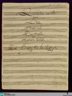 Quartets. Arr - Don Mus.Ms. 1375 : ob, vl, vla (2), vlc; B|b; KV 458