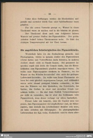 Die angeblichen Schwierigkeiten des Pigmentdrucks