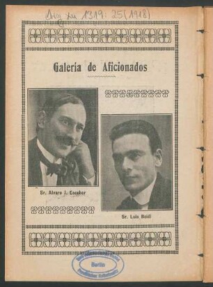 Galería de Aficionados : Sr. Alvaro J. Escobar [y] Sr. Luis Boidi