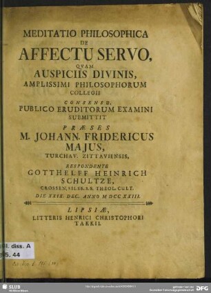 Meditatio Philosophica De Affectu Servo