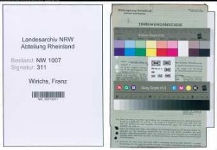 Entnazifizierung Franz Wirichs , geb. 11.02.1901 (Landwirt)