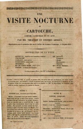 Une visite nocturne ou Cartouche : comédie-vaudeville en un acte