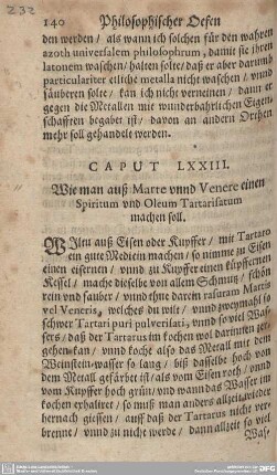CAPUT LXXIII. Wie man auß Marte unnd Venere einen Spiritum und Oleum Tartarisatum machen soll.