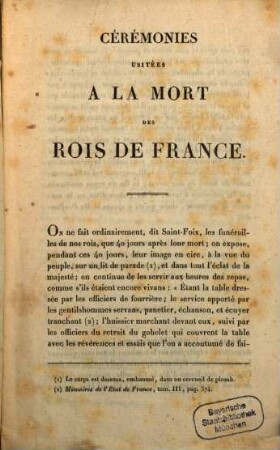 Cérémonies usitées à la mort des rois de France