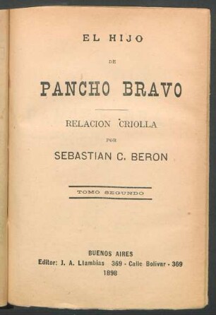 Tomo segundo : Relación criolla