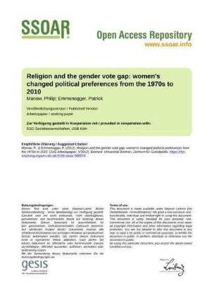 Religion and the gender vote gap: women's changed political preferences from the 1970s to 2010