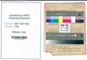 Entnazifizierung Karl Billstein , geb. 15.08.1913 (Angestellter)