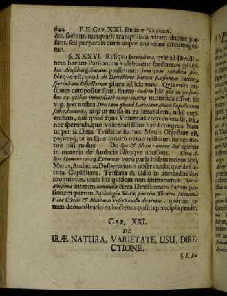 Cap. XXI. De Iræ Natura, Varietate, Usu, Directione.
