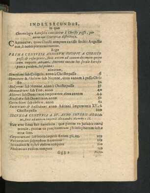 Index Secundus, in quo Chronologia haereseon continetur a Christo passo ...