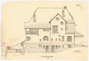 Einfamilienwohnhaus, Berlin-Nikolassee: Aufriss Ostansicht 1:50