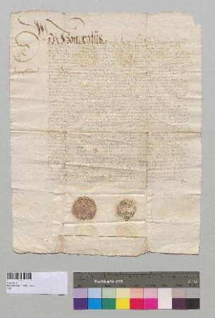 Abt Honoratus, Prior Valentinianus und der Konvent von Kloster Seeon verleihen das bisher von Pangratz Schauspraitner (?) freistiftsweise besessene Huber Gut zu Kendling im Gericht Kling an Hans Zeißneringer bzw. dessen Tochter Anna und ihren künftigen Ehemann zu Freistift. S1: Abt Honoratus v. Kloster Seeon, S2: Konvent v. Kloster Seeon