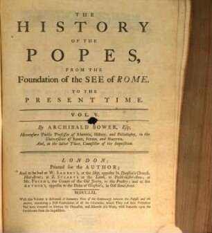 The History Of The Popes : From The Foundation of the See of Rome, To The Present Time. 5