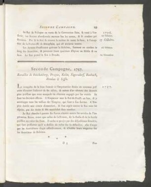 Seconde Campagne, 1757. Batailles de Reichenberg, Prague, Kolin, Jägersdorf, Rosbach, Breslau & Lissa.
