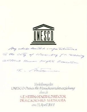 Dr. h.c. Koichiro Matsuura, Generaldirektor (der UNESCO)
