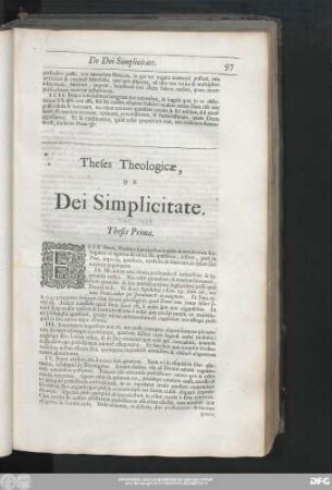 Theses Theologicae, De Dei Simplicitate.