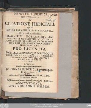 Disputatio Iuridica Inauguralis De Citatione Iudiciali