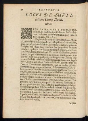 Locus De Mutilatione Coenae Dominicae.