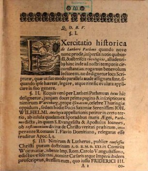 De Pathmo Lutheri in arce Warteburg prope Isenacum, animadversiones historicae adversus Card. Pallavicinum aliosq[ue] historiographos Romanenses