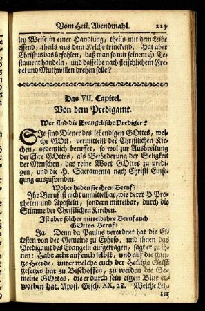 Das VII. Capitel. Von dem Predigamt.