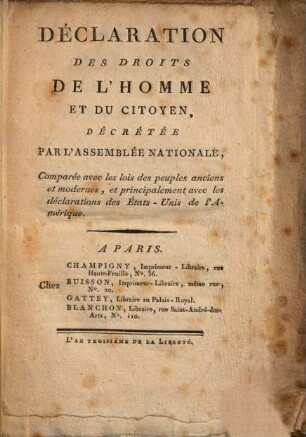 Declaration des droits de l'homme et du citoyen
