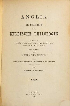 Anglia : journal of English philology, 1. 1878