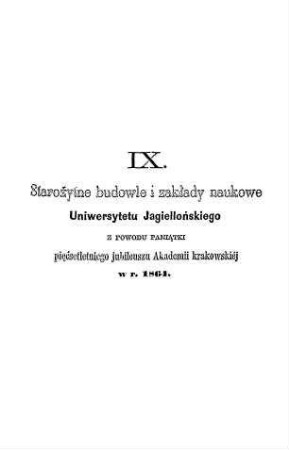 IX. Starożytne budowle i zakłady naukowe